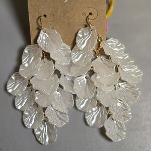 New Aubrie earrings. Gold French hooks with pearl lightweight acrylic 'shells'